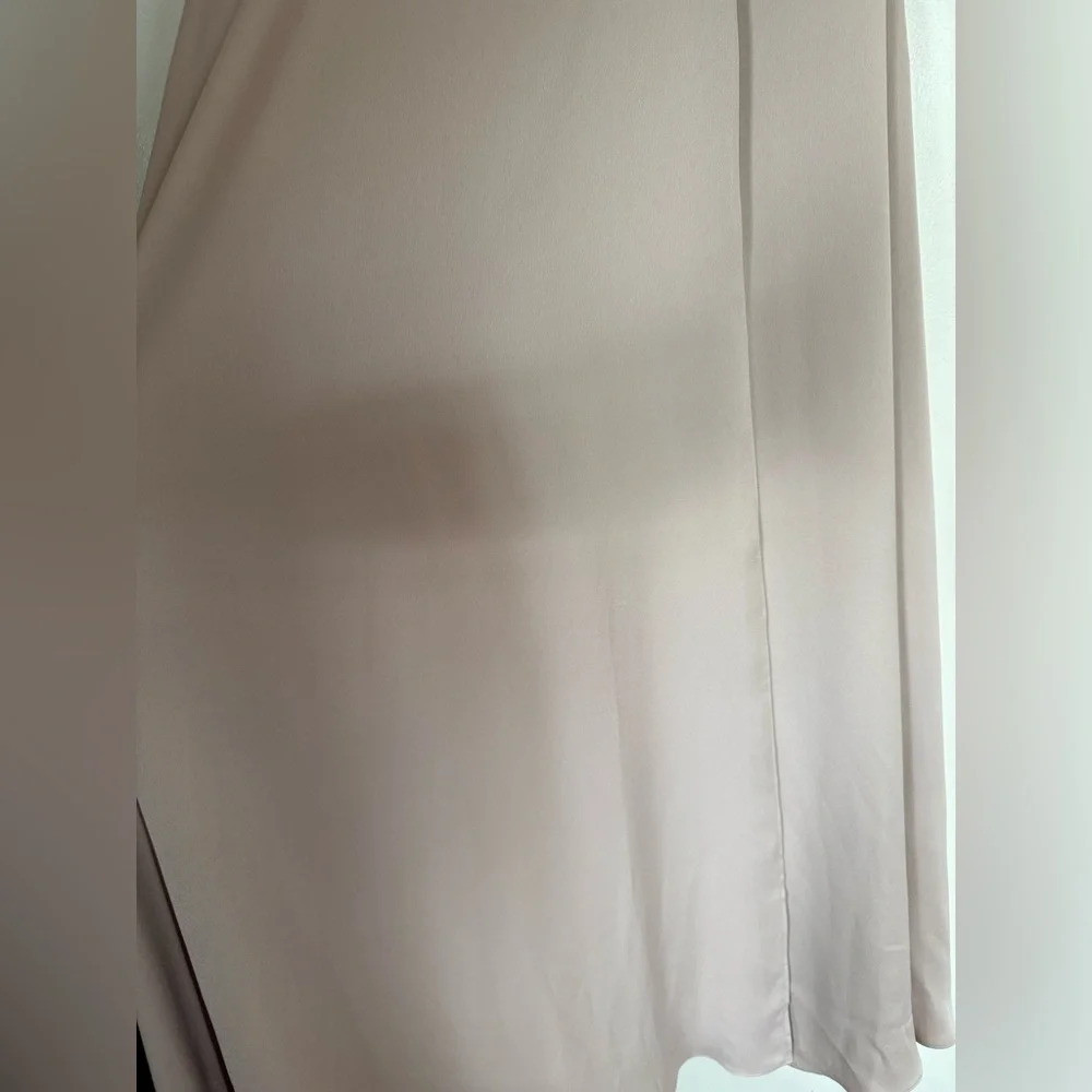 Crepe-Back Satin One-Shoulder Dress - Biscotti - 6 - Picture 7 of 13
